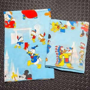 Vintage Walt Disney Frontierland Twin Bed Sheet Set Kids Bedding Fabric